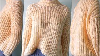 How to knit a very simple oversized sweater for beginners -overview.