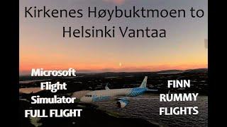 Microsoft Flight Simulator Kirkenes Høybuktmoen to Helsinki Vantaa ENKR-EFHK FULL FLIGHT - A320