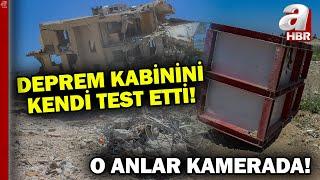 Kabine girip binayı yıktırdı İşte deprem kabini testi anları...  A Haber