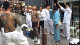 Yakuza gang celebrating in Asakusa Tokyo may 2014..mp4