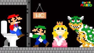 Toilet Prank Mario Troll Luigi Peach and Bowser Waiting for the Toilet  Game Animation