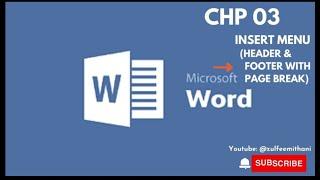 MS Word Header Footer and Page Break #youtube #mswordforbeginners #msword #today #pakistan