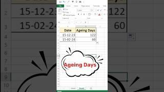 Calculate Ageing Days in Excel As of Todays Dat#excel