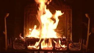 Bright Burning Yule Log Fireplace with Crackling Fire Sounds HD