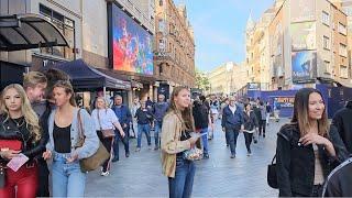LONDON city Walking Tour - Regent Street Shaftesbury Fountain and Leicester Square 4K UK Travel