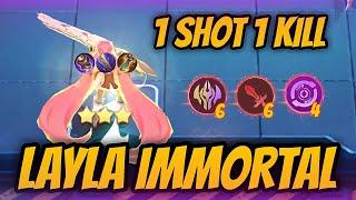 IMMORTAL LAYLA 30 STACKS ONE SHOT ONE KILL  ANGELA SKILL 1  MAGIC CHESS MLBB