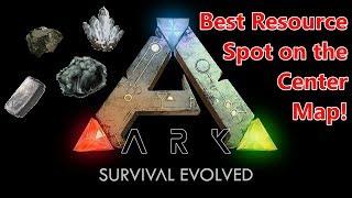 Best Metal Crystal and Obsidian Spot on The Center Map Ark Survival Evolved