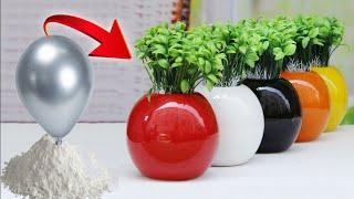 DIY- White Cement Flower Pot  Paper Easy Cement Pottery Making