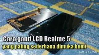 Cara mengganti lcd realme 5 tanpa blower  replace lcd realme 5