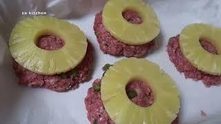 Making patties with pineapple & cheese