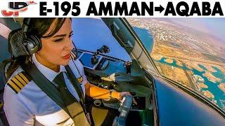 Royal Jordanian E-195 Amman to Aqaba  Full cockpit Flight & Pilot Briefings