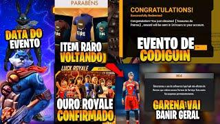 EVENTO CODIGUIN OURO ROYALE ESPECIAL BAN EM GERAL E CAMISETAS RARAS DE VOLTA - NOVIDADES FREE FIRE