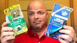 Head Shave  Gillette Sensor 3 vs Schick Extreme 3