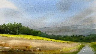 BEGINNERS Watercolor CANOLA FIELD & TREES Paint A LOOSE Watercolour Landscape PAINTING Tutorial DEMO