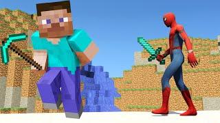 GTA5 Spiderman vs Steve Ragdolls in Minecraft World Euphoria Physics