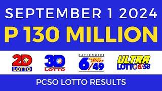 Lotto Result Today 9pm September 1 2024  PCSO Complete