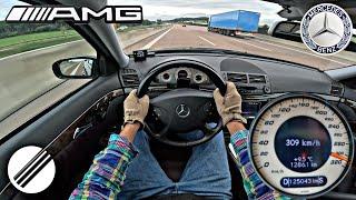 Mercedes-Benz E55 AMG W211 TOP SPEED DRIVE ON GERMAN AUTOBAHN 