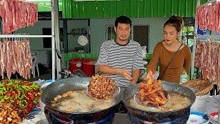 Huge numbers of Customers Sold out 100 kilos Deep fried sour pickle pork  Thai Street Food