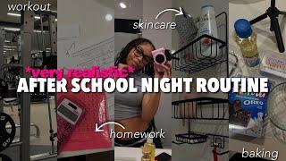 MY *REALISTIC* AFTER SCHOOL NIGHT ROUTINE  homework chores gym skincare etc