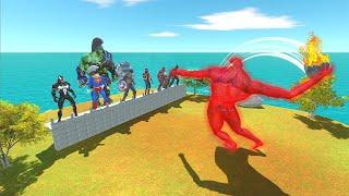 EPIC Fight - Super Heroes Team Up To Defend The Wall From RED Demon Titans & Monsters