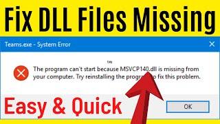 How to Fix All .DLL Files Missing Error in Windows 1087 PC for FREE  Easily & Quick Way