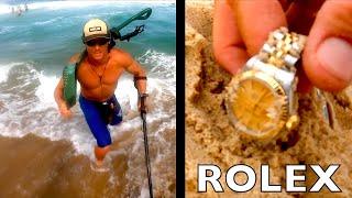 Found a $15000 Rolex Gold Chain & Rings while Beach Metal Detecting