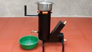 How to make rocket firewood stove with free hot water