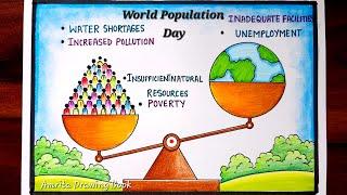 World Population Day Poster Drawing Population Day Drawing Easy Population Day Poster Easy Poster