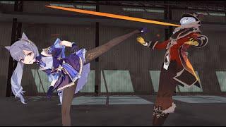 MMD Keqing attacks the Fatui base Genshin Impact Motion DL