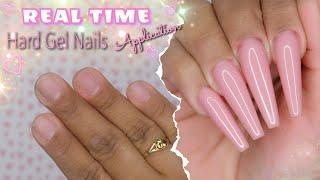 Real Time - Hard Gel Nails Application  Coffin Shape Nails  Builder Gel Nails Tutorial