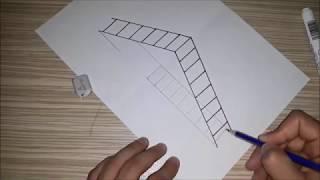 ÇOK KOLAY  3 Boyutlu Merdiven Çizimi___How to Draw a 3D Ladder - Trick Art For Kids