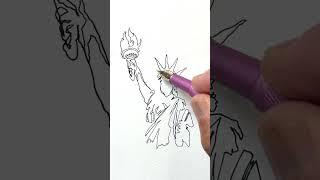 Lady Liberty One Line Sketch #onelinedrawing #july4th #liberty  #fountainpen