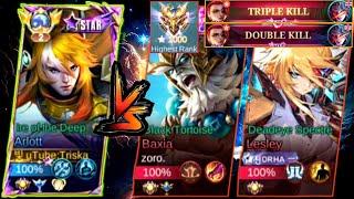 Global 2 arlott vs pro lesly and a 1000 star rank jungler   global arlott best full damage build