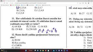 İnformatika  Mini-sınaq 40 sual  Say sistemləri Brainware-Hardware bölməsi