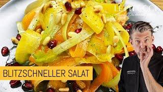 Blitzschneller Rohkostsalat mit Sesamdressing und Pinienkernen