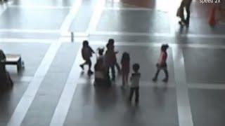 Robot Tries to Escape from Childrens Attack