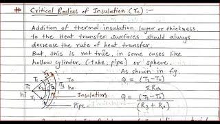 HT Lecture 09  Critical Radius of Insulation