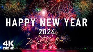 HAPPY NEW YEAR 2024 4K - Beautiful fireworks scenic and relaxing New Year music - 4K Video UHD