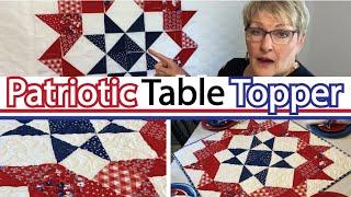 How To Sew A Quilted Table Topper  Patriotic RED WHITE AND BLUE Table Top Quilting