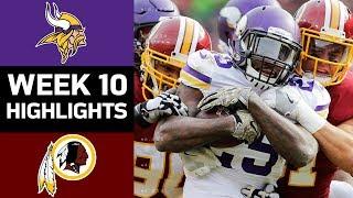 Vikings vs. Redskins  NFL Week 10 Game Highlights