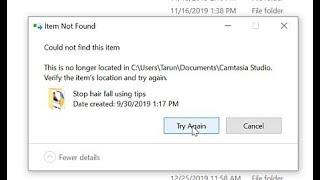 Fix Could not find this item This is no longer located in path How to Delete Directory