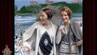 A Day at the Beach 1928 - Biarritz France 1920s  AI Enhanced 60 fps 4k