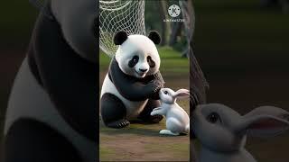  Cute panda rescued the poor rabbit  #rabbit #panda #kitten #funny #ai