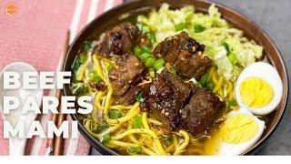 BEEF PARES MAMI  BEEF BRISKET NOODLE SOUP RECIPE  GET COOKIN