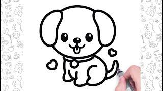 How to Draw a Puppy Easy Step by Step  Animal Drawings For Children