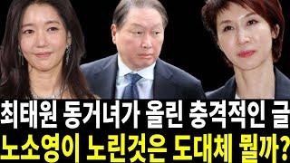 최태원 동거녀가 올린 충격 글... 경영권 주인 공개되자 노소영 분노폭발