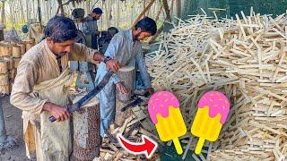 How Ice Cream Sticks Are Made In Factory  Popsicle Stick  Popsicles Mass Production Factory