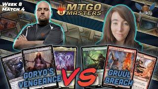 Goryos Vengeance vs Gruul Breach  MTG Modern  MTGO Masters  Week 8  Match 4