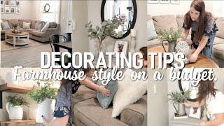 FARMHOUSE DECOR ON A BUDGET  DECORATING TIPS FOR BEGINNERS  DECORATE WITH ME 2021