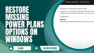 Restore Missing Power Plans Options on Windows